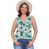 imageOFEEFAN Womens Tank Tops 2025 Loose Fit Casual V Neck Shirts Flowy Sleeveless Summer TopsFloral White Blue