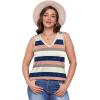 imageOFEEFAN Womens Tank Tops 2025 Loose Fit Casual V Neck Shirts Flowy Sleeveless Summer TopsPink Blue Stripe