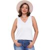 imageOFEEFAN Womens Tank Tops 2025 Loose Fit Casual V Neck Shirts Flowy Sleeveless Summer TopsWhite