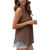 imageOFEEFAN Womens Tank Tops Sleeveless Eyelet Embroidery Scoop Neck Loose Fit Casual Summer FlowyBrown