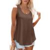 imageOFEEFAN Womens Tank Tops Sleeveless Eyelet Embroidery Scoop Neck Loose Fit Casual Summer FlowyBrown
