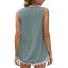 imageOFEEFAN Womens Tank Tops Sleeveless Eyelet Embroidery Scoop Neck Loose Fit Casual Summer FlowyDgreen
