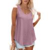 imageOFEEFAN Womens Tank Tops Sleeveless Eyelet Embroidery Scoop Neck Loose Fit Casual Summer FlowyEdusty Pink
