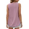 imageOFEEFAN Womens Tank Tops Sleeveless Eyelet Embroidery Scoop Neck Loose Fit Casual Summer FlowyEdusty Pink