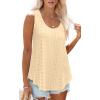 imageOFEEFAN Womens Tank Tops Sleeveless Eyelet Embroidery Scoop Neck Loose Fit Casual Summer FlowyHyellow