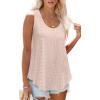 imageOFEEFAN Womens Tank Tops Sleeveless Eyelet Embroidery Scoop Neck Loose Fit Casual Summer FlowyKhaki