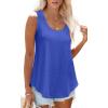 imageOFEEFAN Womens Tank Tops Sleeveless Eyelet Embroidery Scoop Neck Loose Fit Casual Summer FlowyKklein Blue