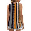 imageOFEEFAN Womens Tank Tops Sleeveless Eyelet Embroidery Scoop Neck Loose Fit Casual Summer FlowyMkhaki Stripe
