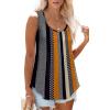 imageOFEEFAN Womens Tank Tops Sleeveless Eyelet Embroidery Scoop Neck Loose Fit Casual Summer FlowyMkhaki Stripe
