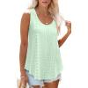 imageOFEEFAN Womens Tank Tops Sleeveless Eyelet Embroidery Scoop Neck Loose Fit Casual Summer FlowyMlake Green
