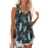 imageOFEEFAN Womens Tank Tops Sleeveless Eyelet Embroidery Scoop Neck Loose Fit Casual Summer FlowyWblue Print