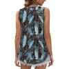 imageOFEEFAN Womens Tank Tops Sleeveless Eyelet Embroidery Scoop Neck Loose Fit Casual Summer FlowyWblue Print