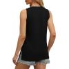 imageOFEEFAN Womens Tank Tops V Neck Loose Fit Basic Casual Summer Tops Side Split Sleeveless ShirtsBlack
