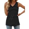 imageOFEEFAN Womens Tank Tops V Neck Loose Fit Basic Casual Summer Tops Side Split Sleeveless ShirtsBlack Stripe