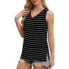 imageOFEEFAN Womens Tank Tops V Neck Loose Fit Basic Casual Summer Tops Side Split Sleeveless ShirtsBlack Stripe