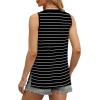 imageOFEEFAN Womens Tank Tops V Neck Loose Fit Basic Casual Summer Tops Side Split Sleeveless ShirtsBlack Stripe