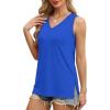 imageOFEEFAN Womens Tank Tops V Neck Loose Fit Basic Casual Summer Tops Side Split Sleeveless ShirtsBlue