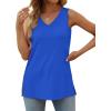 imageOFEEFAN Womens Tank Tops V Neck Loose Fit Basic Casual Summer Tops Side Split Sleeveless ShirtsBlue