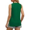 imageOFEEFAN Womens Tank Tops V Neck Loose Fit Basic Casual Summer Tops Side Split Sleeveless ShirtsGreen