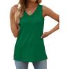 imageOFEEFAN Womens Tank Tops V Neck Loose Fit Basic Casual Summer Tops Side Split Sleeveless ShirtsGreen