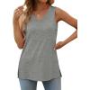 imageOFEEFAN Womens Tank Tops V Neck Loose Fit Basic Casual Summer Tops Side Split Sleeveless ShirtsGrey