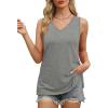 imageOFEEFAN Womens Tank Tops V Neck Loose Fit Basic Casual Summer Tops Side Split Sleeveless ShirtsGrey