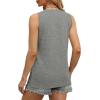imageOFEEFAN Womens Tank Tops V Neck Loose Fit Basic Casual Summer Tops Side Split Sleeveless ShirtsGrey