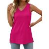 imageOFEEFAN Womens Tank Tops V Neck Loose Fit Basic Casual Summer Tops Side Split Sleeveless ShirtsHot Pink