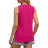 imageOFEEFAN Womens Tank Tops V Neck Loose Fit Basic Casual Summer Tops Side Split Sleeveless ShirtsHot Pink