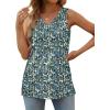 imageOFEEFAN Womens Tank Tops V Neck Loose Fit Basic Casual Summer Tops Side Split Sleeveless ShirtsPatternedblue Floral