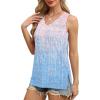 imageOFEEFAN Womens Tank Tops V Neck Loose Fit Basic Casual Summer Tops Side Split Sleeveless ShirtsPatternedblue Print