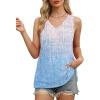 imageOFEEFAN Womens Tank Tops V Neck Loose Fit Basic Casual Summer Tops Side Split Sleeveless ShirtsPatternedblue Print