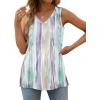 imageOFEEFAN Womens Tank Tops V Neck Loose Fit Basic Casual Summer Tops Side Split Sleeveless ShirtsPatternedcolorful Stripe