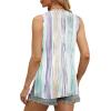 imageOFEEFAN Womens Tank Tops V Neck Loose Fit Basic Casual Summer Tops Side Split Sleeveless ShirtsPatternedcolorful Stripe