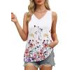 imageOFEEFAN Womens Tank Tops V Neck Loose Fit Basic Casual Summer Tops Side Split Sleeveless ShirtsPatternedflower Blush