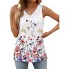imageOFEEFAN Womens Tank Tops V Neck Loose Fit Basic Casual Summer Tops Side Split Sleeveless ShirtsPatternedflower Blush