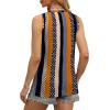 imageOFEEFAN Womens Tank Tops V Neck Loose Fit Basic Casual Summer Tops Side Split Sleeveless ShirtsPatternedkhaki Stripe