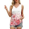 imageOFEEFAN Womens Tank Tops V Neck Loose Fit Basic Casual Summer Tops Side Split Sleeveless ShirtsPatternedpeach Flower