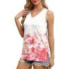 imageOFEEFAN Womens Tank Tops V Neck Loose Fit Basic Casual Summer Tops Side Split Sleeveless ShirtsPatternedpeach Flower