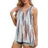 imageOFEEFAN Womens Tank Tops V Neck Loose Fit Basic Casual Summer Tops Side Split Sleeveless ShirtsPatternedtie Dye Brown