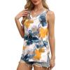 imageOFEEFAN Womens Tank Tops V Neck Loose Fit Basic Casual Summer Tops Side Split Sleeveless ShirtsPatternedtie Dye Flower