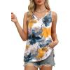 imageOFEEFAN Womens Tank Tops V Neck Loose Fit Basic Casual Summer Tops Side Split Sleeveless ShirtsPatternedtie Dye Flower