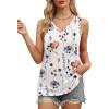 imageOFEEFAN Womens Tank Tops V Neck Loose Fit Basic Casual Summer Tops Side Split Sleeveless ShirtsPatternedwhite Flower