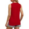 imageOFEEFAN Womens Tank Tops V Neck Loose Fit Basic Casual Summer Tops Side Split Sleeveless ShirtsRed