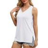 imageOFEEFAN Womens Tank Tops V Neck Loose Fit Basic Casual Summer Tops Side Split Sleeveless ShirtsWhite