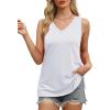 imageOFEEFAN Womens Tank Tops V Neck Loose Fit Basic Casual Summer Tops Side Split Sleeveless ShirtsWhite