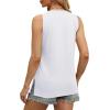 imageOFEEFAN Womens Tank Tops V Neck Loose Fit Basic Casual Summer Tops Side Split Sleeveless ShirtsWhite