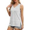 imageOFEEFAN Womens Tank Tops V Neck Loose Fit Basic Casual Summer Tops Side Split Sleeveless ShirtsWhite Stripe