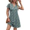 imageOFEEFAN Summer Dresses for Women Beach Cover Ups for Women with Pockets V Neck Swimsuit Loose FitBlue Floral