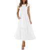 imageOFEEFAN Womens Casual Maxi Dresses with Pockets Ruffle Sleeve Smocked Dress XS2XL01 White